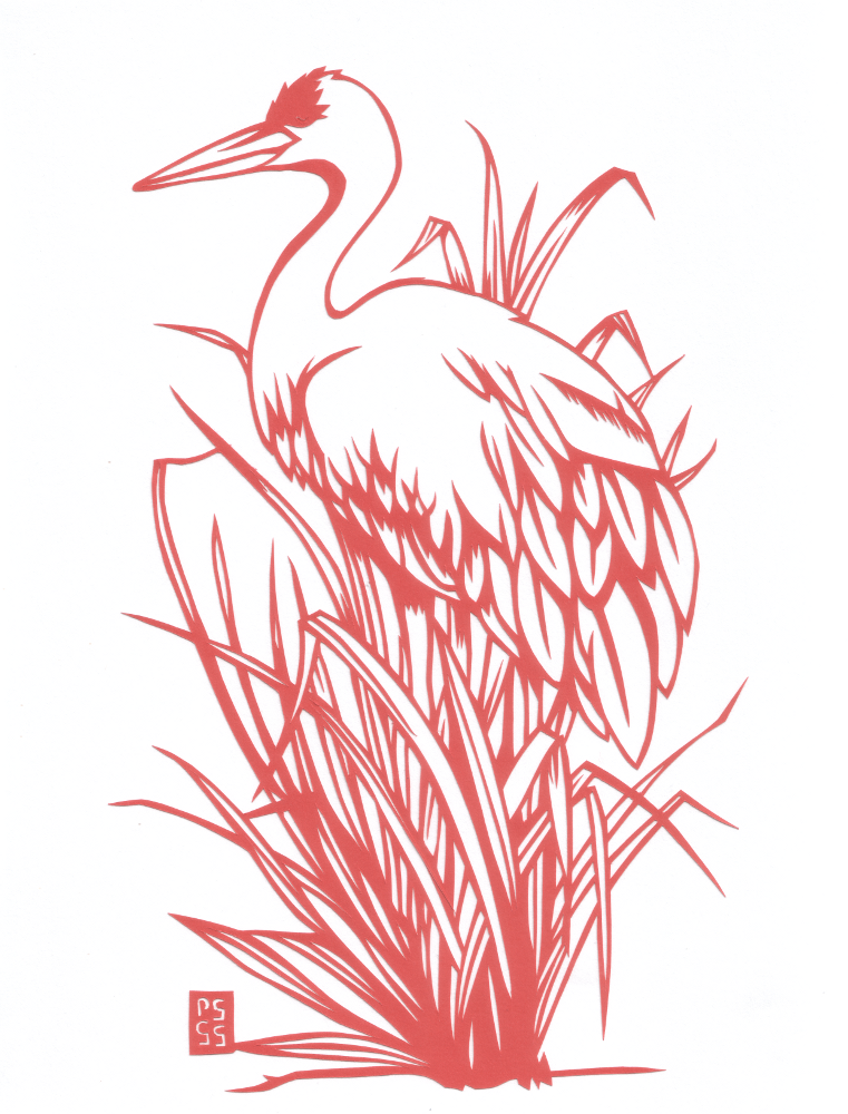 Red Crane - Paper Cut Art picture